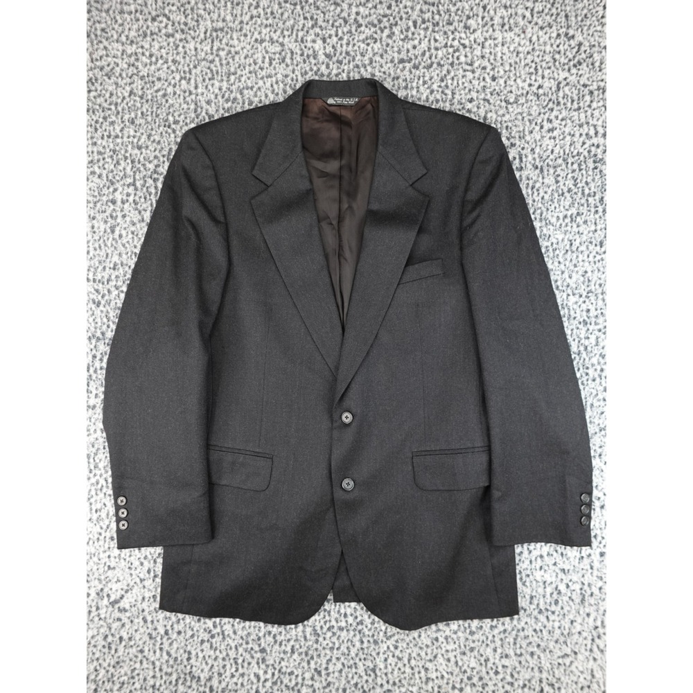 Halston Blazer Mens 42R Charcoal Grey 100% Pure Wool 2-Button Made in USA 416164